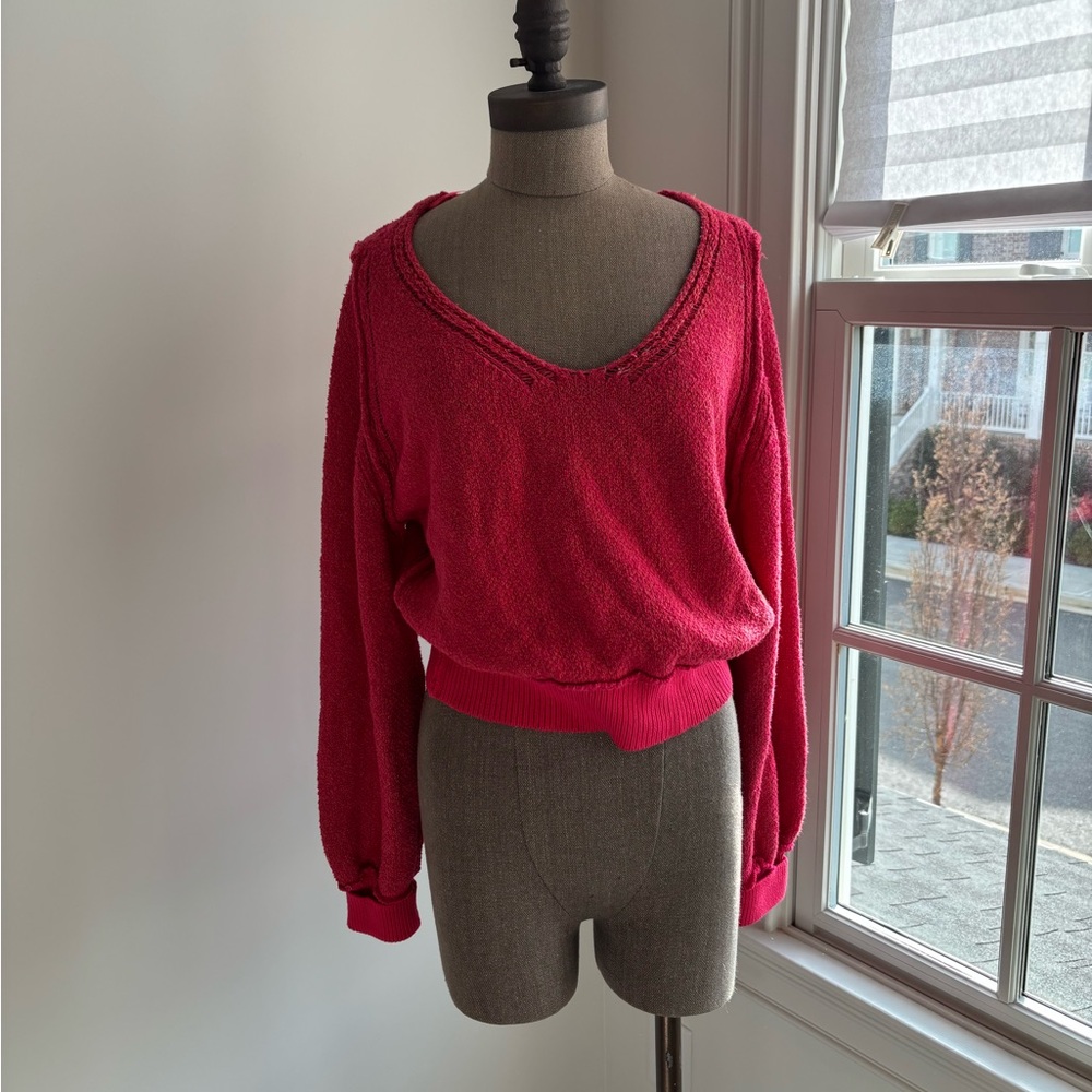 Free People V-Neck Sweater - Pink